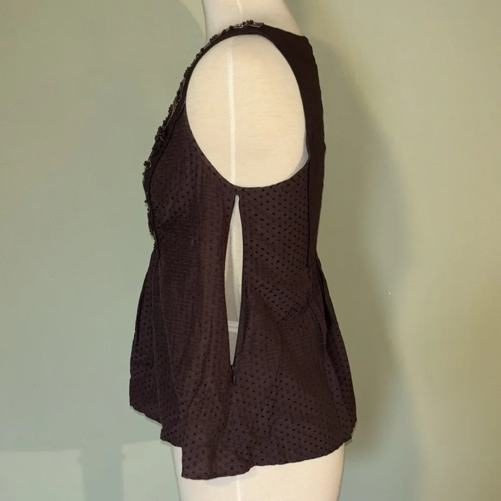 REBECCA TAYLOR beaded embroidered v neck purple women’s top size 4 - Picture 6 of 12